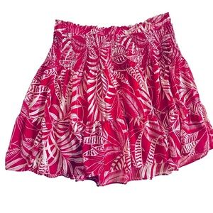 🔴5 for $40 SALE! 
Banana Republic Red Cream Tropical Tiered Ruffled Mini Skirt M